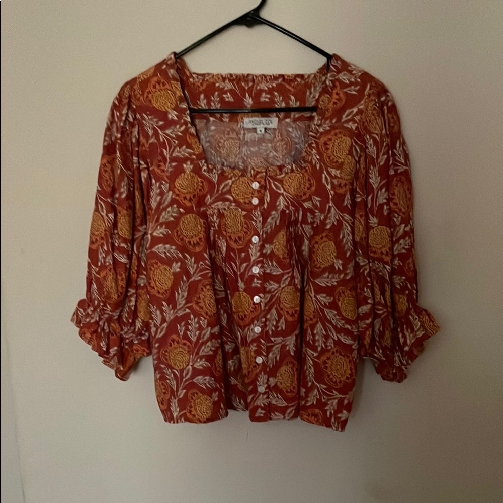 Rachel Zoe Red and Orange Floral top